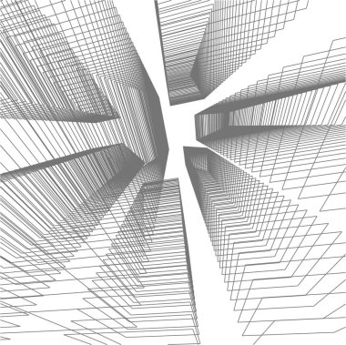 Mimari sanat konseptinde soyut çizgiler, minimum geometrik şekiller. 