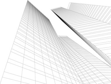 Mimari sanat konseptinde soyut çizgiler, minimum geometrik şekiller. 