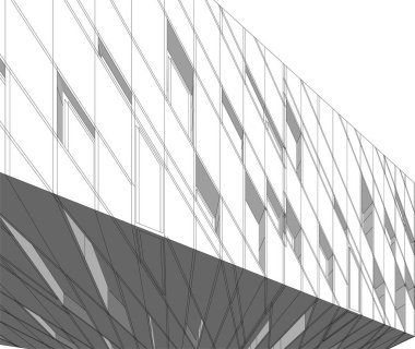 Mimari sanat konseptinde soyut çizgiler, minimum geometrik şekiller. 