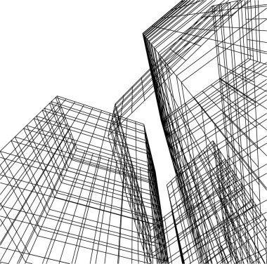 Mimari sanat konseptinde soyut çizgiler, minimum geometrik şekiller. 