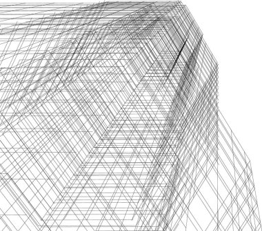 Arkaplanda mimari bina 3d illüstrasyon