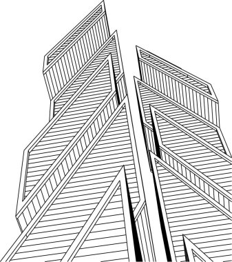 Mimari sanat konseptinde soyut çizgiler, minimum geometrik şekiller. 