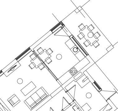 Mimari sanat konseptinde soyut çizgiler, minimum geometrik şekiller. 