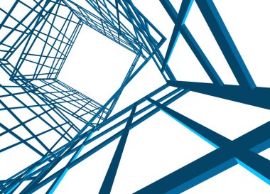 Mimari sanat konseptinde soyut çizgiler, minimum geometrik şekiller. 