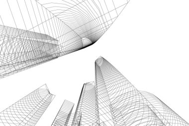 Mimari sanat konseptinde soyut çizgiler, minimum geometrik şekiller.