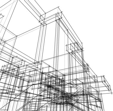 Mimari sanat konseptinde soyut çizgiler, minimum geometrik şekiller. 