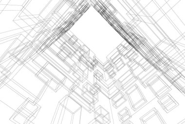 Mimari sanat konseptinde soyut çizgiler, minimum geometrik şekiller. 