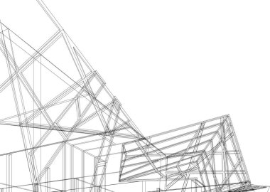 Mimari sanat konseptinde soyut çizgiler, minimum geometrik şekiller. 