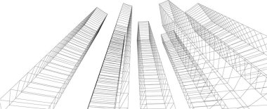 Mimari sanat konseptinde soyut çizgiler, minimum geometrik şekiller. 