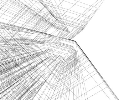 Mimari sanat konseptinde soyut çizgiler, minimum geometrik şekiller. 