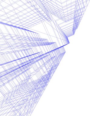 Arkaplanda mimari bina 3d illüstrasyon