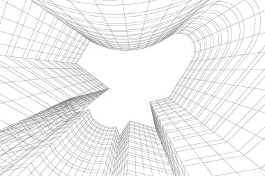 Mimari sanat konseptinde soyut çizgiler, minimum geometrik şekiller. 