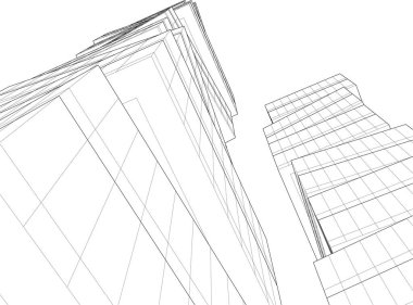 Mimari sanat konseptinde soyut çizgiler, minimum geometrik şekiller. 