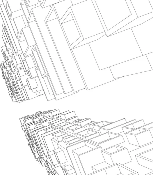 Linee Disegno Astratte Nel Concetto Arte Architettonica Forme Geometriche Minime — Vettoriale Stock