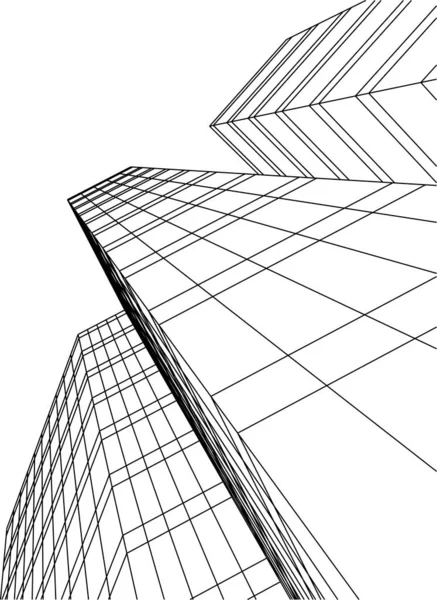 最小限の幾何学的形状建築線 — ストックベクタ