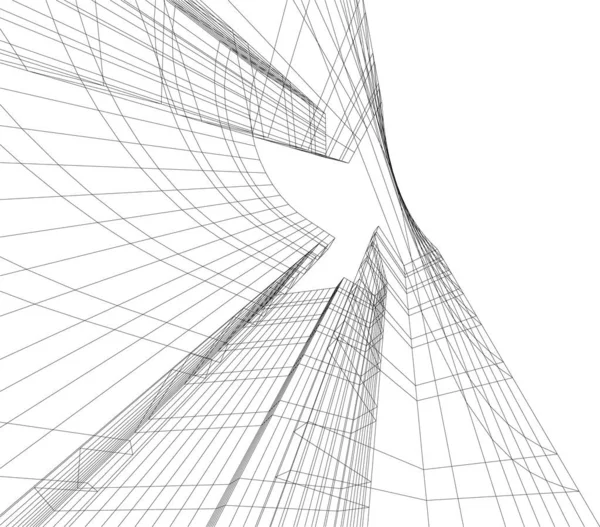 Abstrakte Zeichnungslinien Architektonischen Kunstkonzept Minimale Geometrische Formen — Stockvektor