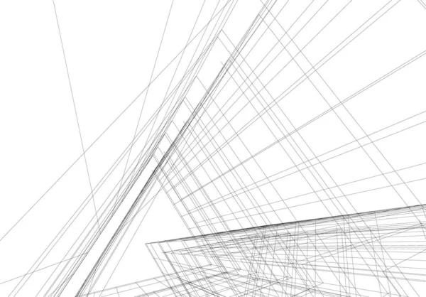 Líneas Abstractas Dibujo Concepto Arte Arquitectónico Formas Geométricas Mínimas — Archivo Imágenes Vectoriales