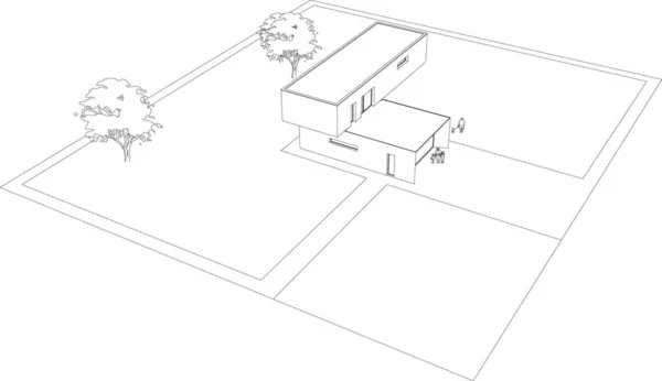 Lignes Dessin Abstraites Dans Concept Art Architectural Formes Géométriques Minimales — Image vectorielle