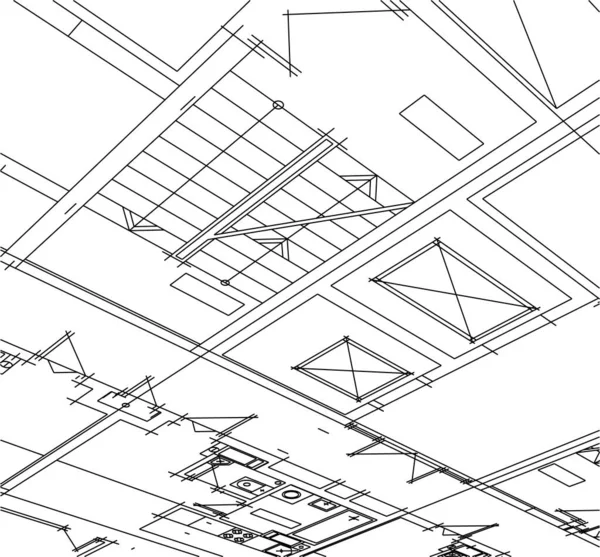 Abstrakte Zeichnungslinien Architektonischen Kunstkonzept Minimale Geometrische Formen — Stockvektor