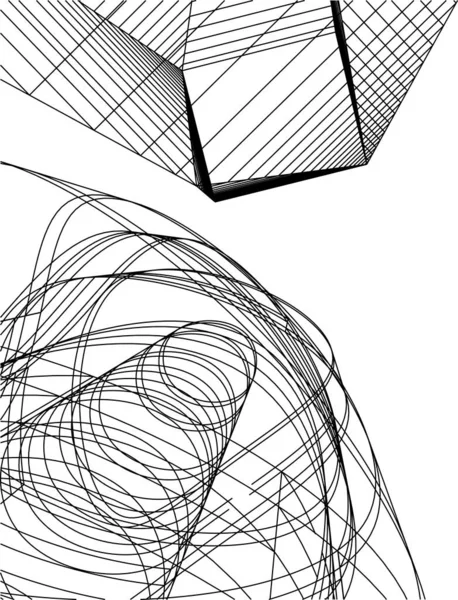 Абстрактные Чертежи Архитектурном Искусстве Минимальные Геометрические Формы — стоковый вектор