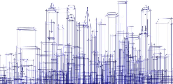 Líneas Abstractas Dibujo Concepto Arte Arquitectónico Formas Geométricas Mínimas — Vector de stock