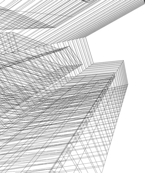 Abstracte Tekenlijnen Architectonisch Kunstconcept Minimale Geometrische Vormen — Stockvector