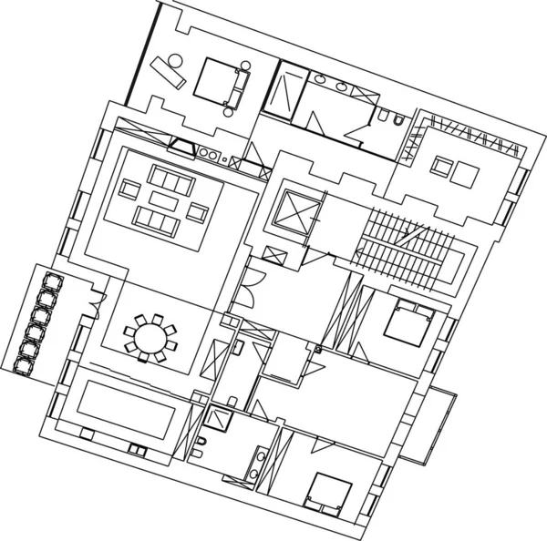 Lignes Dessin Abstraites Dans Concept Art Architectural Formes Géométriques Minimales — Image vectorielle