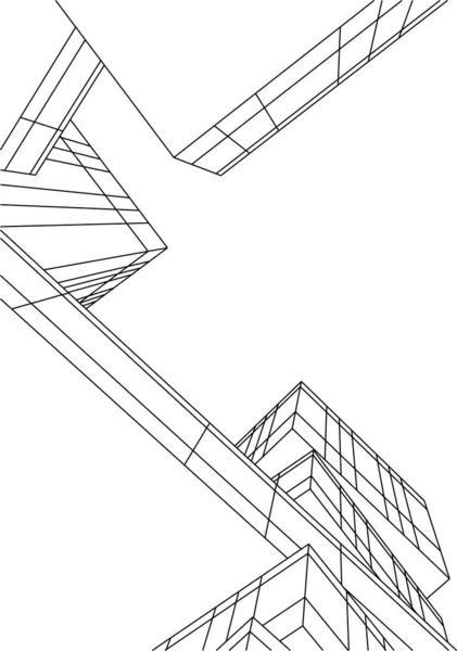 Minimální Geometrické Tvary Architektonické Linie — Stockový vektor