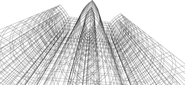 最小限の幾何学的形状建築線 — ストックベクタ