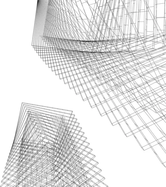 Abstrakte Zeichnungslinien Architektonischen Kunstkonzept Minimale Geometrische Formen — Stockvektor