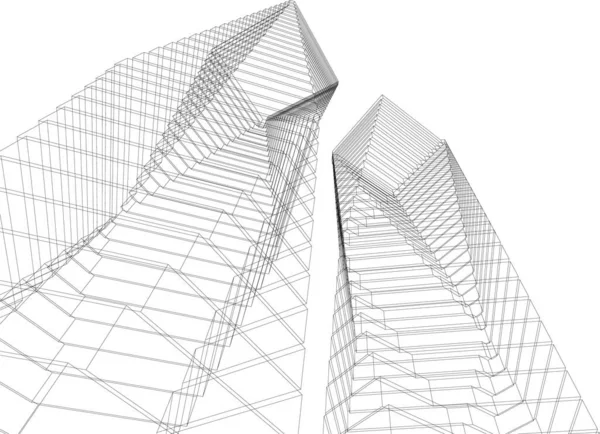 Linhas Abstratas Desenho Conceito Arte Arquitetônica Formas Geométricas Mínimas — Vetor de Stock