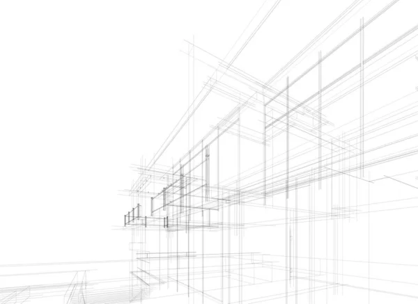 Abstracte Tekenlijnen Architectonisch Kunstconcept Minimale Geometrische Vormen — Stockvector