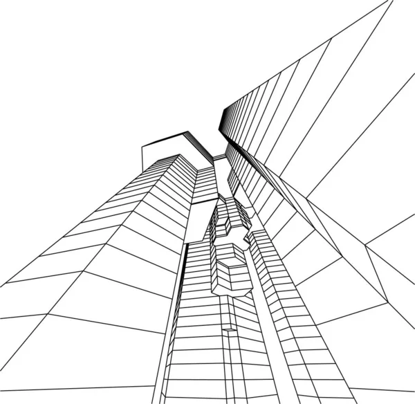 最小限の幾何学的形状建築線 — ストックベクタ