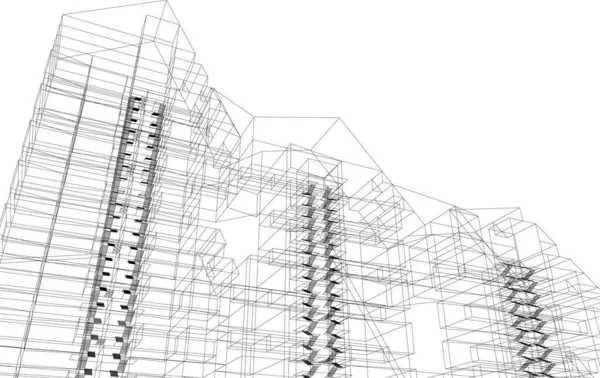 最小限の幾何学的形状建築線 — ストックベクタ