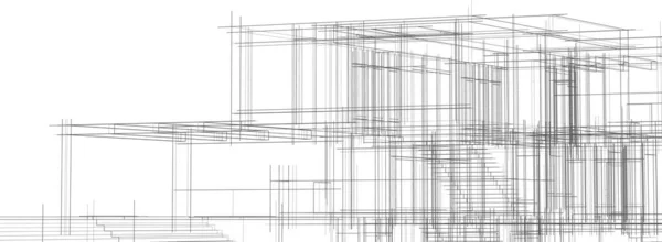 Líneas Abstractas Dibujo Concepto Arte Arquitectónico Formas Geométricas Mínimas — Archivo Imágenes Vectoriales