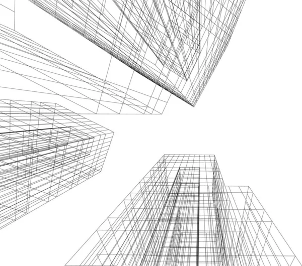 Abstrakte Zeichnungslinien Architektonischen Kunstkonzept Minimale Geometrische Formen — Stockvektor