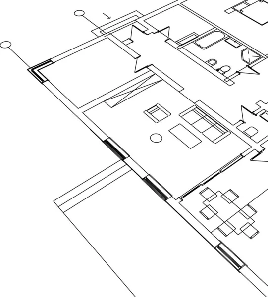 Abstracte Tekenlijnen Architectonisch Kunstconcept Minimale Geometrische Vormen — Stockvector