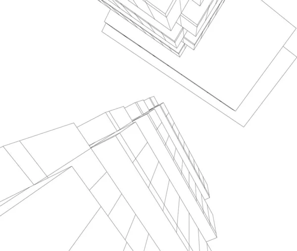 最小限の幾何学的形状建築線 — ストックベクタ