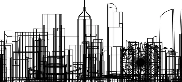 最小限の幾何学的形状建築線 — ストックベクタ