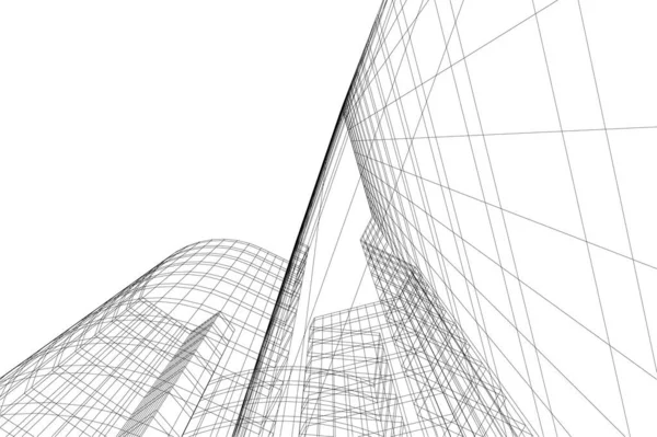 Linhas Abstratas Desenho Conceito Arte Arquitetônica Formas Geométricas Mínimas — Vetor de Stock