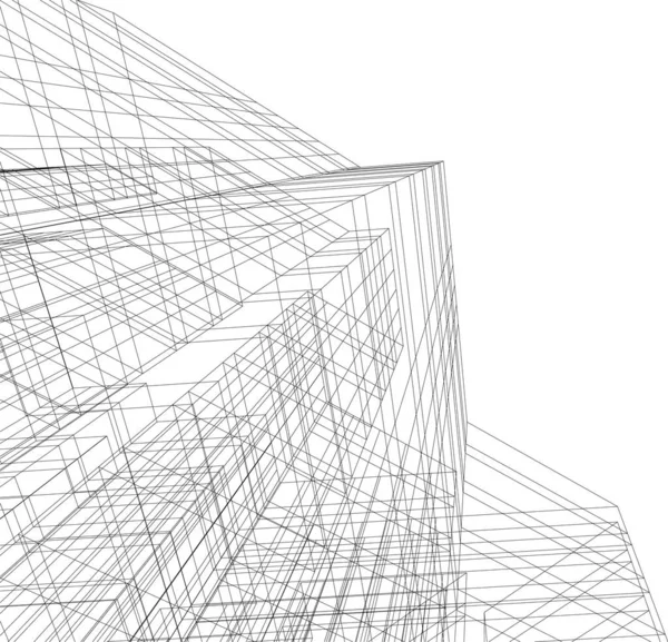 Abstrakte Zeichnungslinien Architektonischen Kunstkonzept Minimale Geometrische Formen — Stockvektor