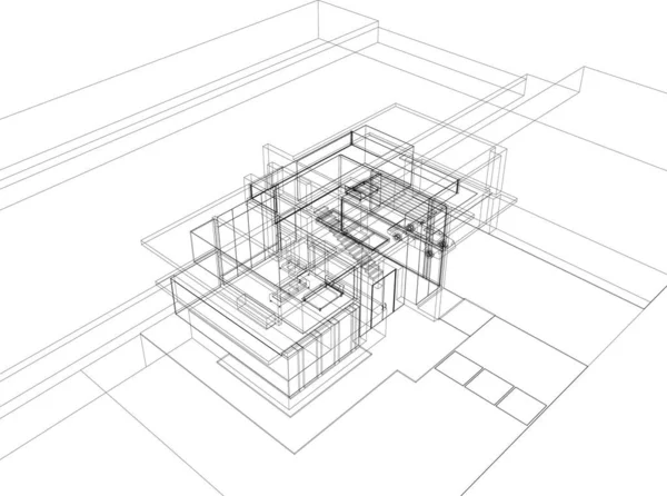 Líneas Abstractas Dibujo Concepto Arte Arquitectónico Formas Geométricas Mínimas — Vector de stock