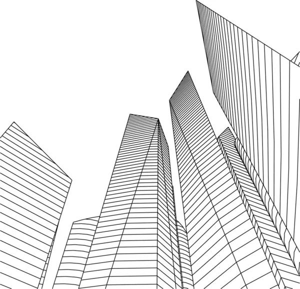 Abstrakti Piirustus Linjat Arkkitehtonisen Taiteen Käsite Minimaalinen Geometriset Muodot — vektorikuva
