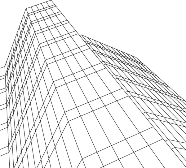 最小限の幾何学的形状建築線 — ストックベクタ