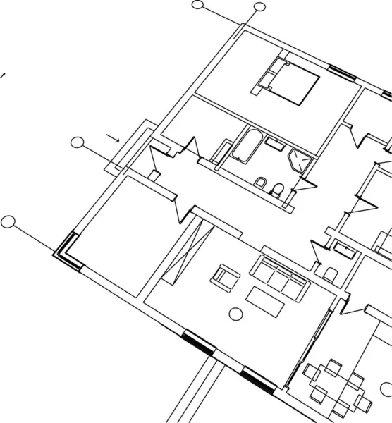 Líneas Abstractas Dibujo Concepto Arte Arquitectónico Formas Geométricas Mínimas — Vector de stock