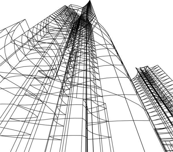 Líneas Abstractas Dibujo Concepto Arte Arquitectónico Formas Geométricas Mínimas — Vector de stock