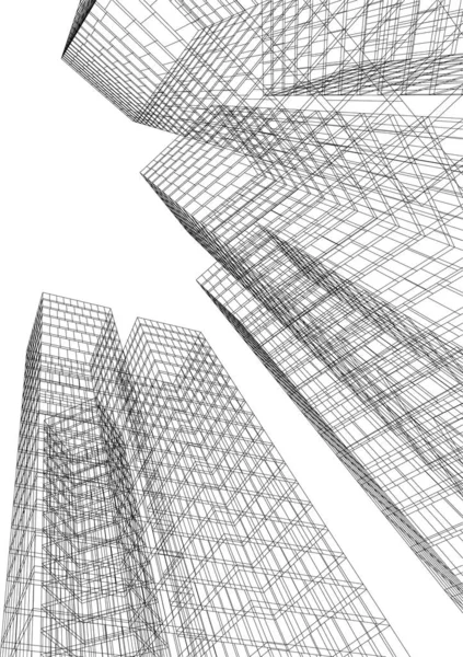 最小限の幾何学的形状建築線 — ストックベクタ