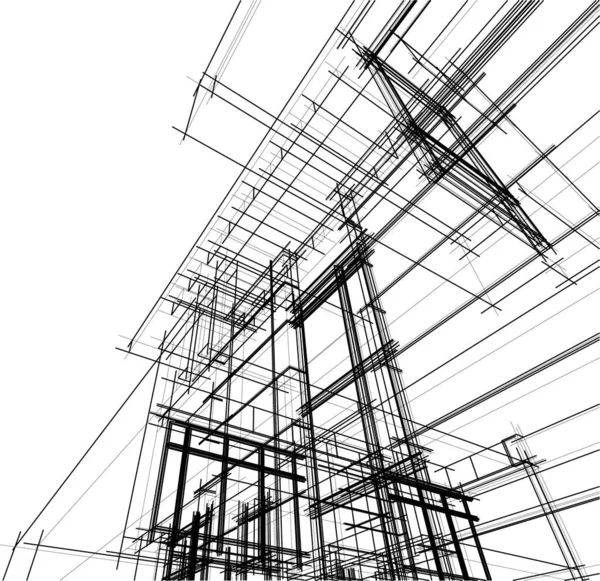 Abstraktní Kreslicí Čáry Architektonickém Pojetí Minimální Geometrické Tvary — Stockový vektor