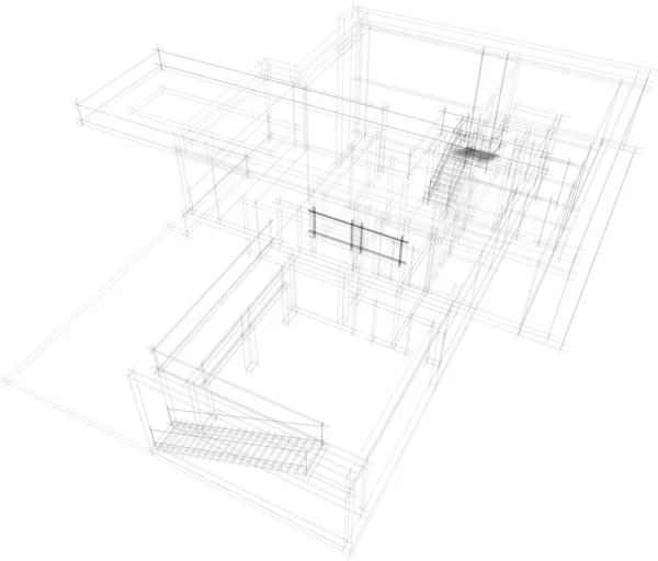 Abstracte Tekenlijnen Architectonisch Kunstconcept Minimale Geometrische Vormen — Stockvector