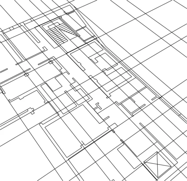 最小限の幾何学的形状建築線 — ストックベクタ